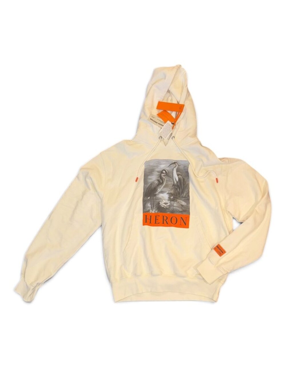 Heron Preston Boxed Heron Logo Hoodie, Medium NWT